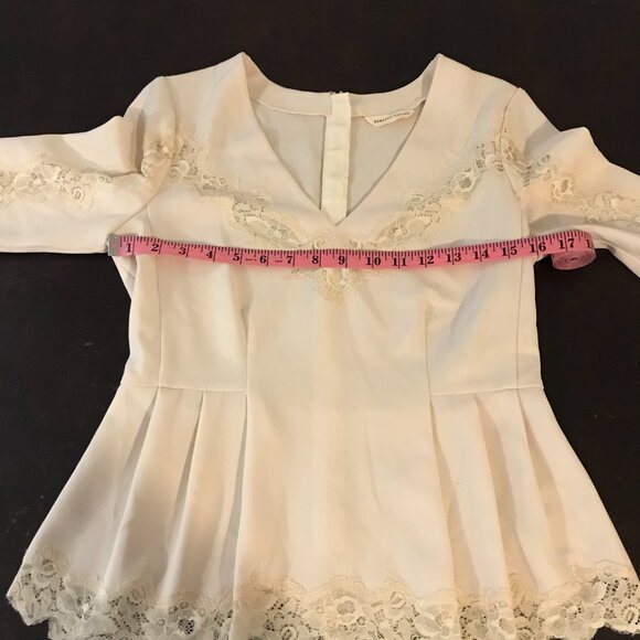 Rebecca Taylor Lace Inset Peplum Blouse - Size 4 - Picture 6 of 10